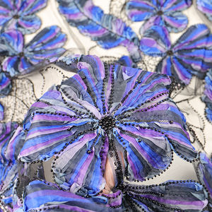 Luxury Purple Floral Beaded <strong>Cord</strong> Embroidery Sequin Lace Fabric for Bridal Dress Evening Gown Formal <strong>Skirt</strong> - Product Image 1