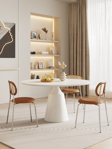 <span class=keywords><strong>Mesa</strong></span> de Comedor con Base de Roca para Apartamentos Pequeños, Diseño Minimalista, Color Negro y Blanco Puro, Giratoria, Mueble Multifuncional para el Hogar - Product Image 5