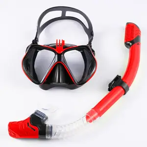Set Masker snorkeling dan menyelam, tabung pernapasan silikon dapat dilepas untuk berenang snorkeling