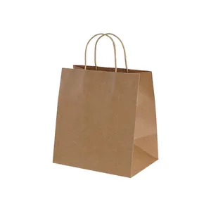 Manufacture Direct Cheap Customized logo In Stock Gift White Brown Paper Carry Bags With Handles for Shopping