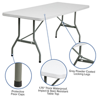 Table à tréteaux pliante robuste de 180CM Table d'entrée de cuisine de jardin en plastique rectangulaire moderne Table d'hôtel et d'hôpital