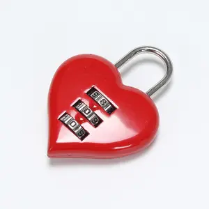 Red metal zinc alloy colorful heart shaped love lock for wedding