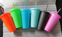 Gobelet réutilisable transparent sans BPA, couleur unie, best-seller 2022, gobelets froids TOGO, logo personnalisé avec pailles et couvercle, couleur unie