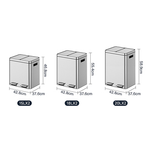 2 Part Foot <strong>Pedal</strong> <strong>Dual</strong> Compartment Trash Can Waste Recycling <strong>Bin</strong> for Hotel Household Kitchen Use - Product Image 4
