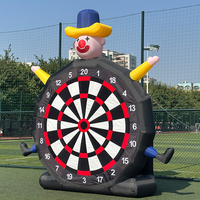 Cible Gonflable Géante pour Événements Sportifs, Jeu de Fléchettes Gonflable Clown d'Extérieur pour Enfants avec 2 Ballons de Football et 8 Balles de Golf