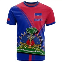 Nouveau design T-shirt de soutien à l'équipe de football d'Haïti, T-shirts drapeau haïtien, maillot de football en polyester pour les fans, fête et célébration