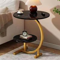 Table console ronde, mini table basse/appoint avec rangement, design moderne minimaliste pour salon et chambre