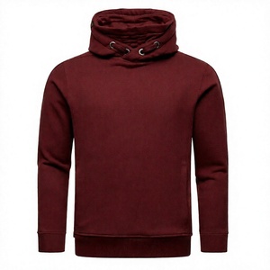Sweat-shirt à capuche bordeaux pour homme, coupe oversize, couleur unie, décontracté, en molleton bouclette, manches longues, avec poche, hiver, service OEM - Product Image 6