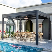Pergola extérieure à lames orientables, pavillon électrique pour patio, alliage d'aluminium, auvent pare-soleil pour cours, jardins, terrasses et toits
