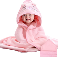 Serviette de bain à capuche pour bébé, motif animal de dessin animé, super douce, en corail, absorbante, sans peluches, cape de bain pour enfants