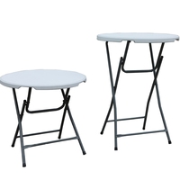Moon 74cm petite table ronde HDPE Matériaux anti-âge de table Tuyau en acier de haute qualité Support fixe amélioré