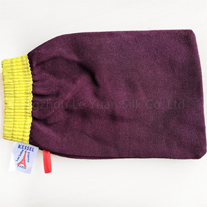 قفازات مطاطية OEM لتقشير الجلد بتصميم خاص بقماش خشن قفازات حمام حمام المغربي لوفه مع ملصق - Product Image 3