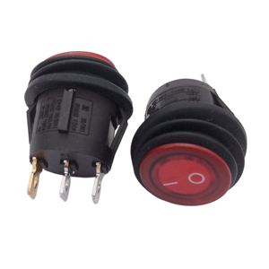 Interruttore a bilanciere rotondo industriale impermeabile illuminato a luce rossa <span class=keywords><strong>WK</strong></span>, 3 pin ON-OFF, 6A/250V, 30000 cicli - Product Image 5