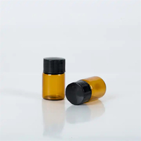 Botol Vial Kaca Amber Mini 1ml 2ml untuk Minyak Atsiri Grosir, dengan Tutup Sekrup Hitam dan Orifice Reducer, Logo Custom, Penyimpanan Bahan Kimia