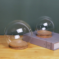 Vente en gros de dôme en verre soufflé à la main à piles dôme de forme ronde avec guirlande lumineuse pour l'affichage de la décoration intérieure