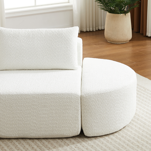 Ensemble de canapé modulaire convertible en forme de V de 106,3 pouces en tissu chenille, design moderne, trois coussins décoratifs, deux ottomanes incurvés pour hôtel - Product Image 4