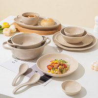 Service de vaisselle créatif de style coréen pour hôtels et restaurants, comprenant des plats de service, des bols à salade et à soupe en céramique, et des ensembles de vaisselle de table.