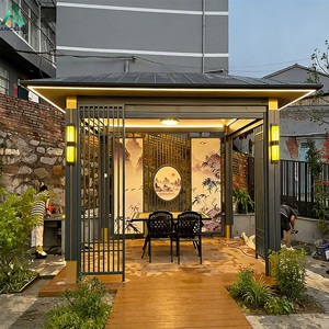 <span class=keywords><strong>Pergola</strong></span> extérieure en aluminium imperméable avec structure métallique durable, grands systèmes de toiture, pour usage estival, gazebos d'extérieur - Product Image 5