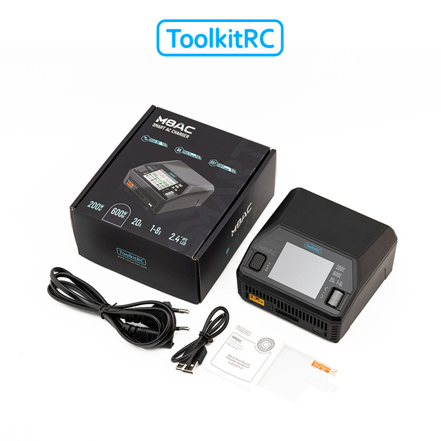 ToolkitRC M8AC Smart Battery Charger Discharger AC 200W DC 600W 20A PD Balance Charger for 1-8S LiPo LiHV Battery for FPV Drone