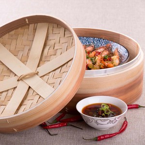 Vaporiera in Legno Profonda con Bordo in Metallo, Cestello in Bambù per Cucinare Ravioli, Dim Sum, Riso, Potstickers e Cibo Asiatico Cinese a Vapore - Product Image 5