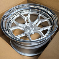 Jantes forgées 3 pièces 5x114.3 de 22 à 28 pouces, finition argent brossé avec lèvre polie pour voitures de course Drag Racing Ford Nissan Lexus LC IS Nissan