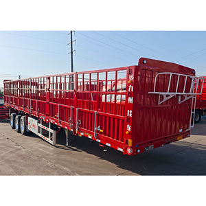 JOZOTG 4 Ejes Valla de Pared Alta Lateral Animal Ganado Transporte <span class=keywords><strong>Jaula</strong></span> Carga Semi Camión Remolque - Product Image 1