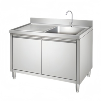 Évier simple, double ou triple en acier inoxydable 201 304 avec robinet, pour usage professionnel en cuisine de restaurant commercial
