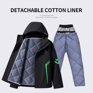 Ensemble imperméable <span class=keywords><strong>moto</strong></span> (veste et pantalon) en polyester avec doublure en coton, durable et coupe-vent, idéal pour la randonnée, les voyages et les activités de plein air - Product Image 3