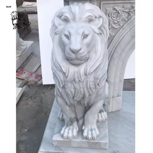 BLVE décoration de maison de luxe grand manteau de cheminée en pierre de style européen cheminée Lions en marbre blanc - Product Image 5