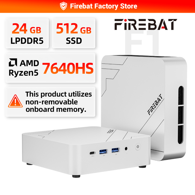 Compact Firebat F1 PC with AMD Ryzen 5 7640HS 24GB and 512GB Rapid Shipping Durable and Efficient for Study Mini PC