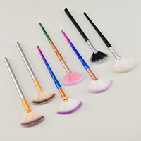 Pinceau de maquillage en forme d'éventail pour la vente en gros aux fabricants, personnalisable, pinceau à poudre, pinceau de maquillage rouge séchant au soleil