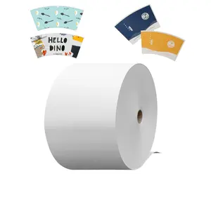 Rotolo di carta rivestita di materiale grezzo con stampa offset bianco con logo personalizzato