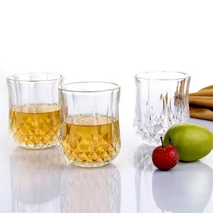 Classic drinking glassware fancy diamond design bottom engraved glass cup India market Diwali style juice glass whiskey tumbler