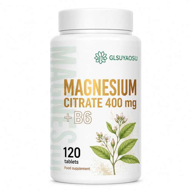 OEM Private Label 400mg Magnesium Citrate Vitamin B6 Tablets 120 Count Vegan Supplement for Sleep Muscle Relaxation Bone Health