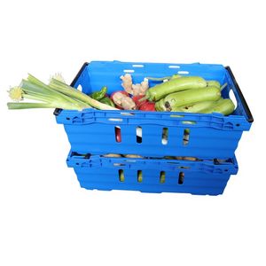 QS Large Nest Mesh Ventilated Bale Arm Handle Plastic <strong>Storage</strong> <strong>Stacking</strong> <strong>Baskets</strong> for Fresh Fruits and Vegetables Tomato Crates - Product Image 6