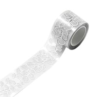Ruban Washi Européen Exquis en Soie Jaune Creuse Style Dentelle 3,5cm*2m en PET pour Journalisation et Décoration DIY