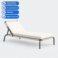 Chaise longue de piscine en aluminium pour l'extérieur, mobilier commercial avec coussin en corde tressée pour hôtel, complexe hôtelier, jardin