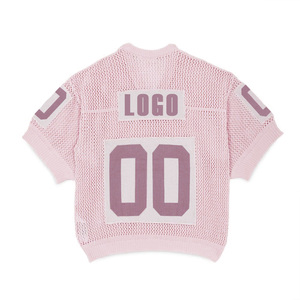 Fabricant <span class=keywords><strong>de</strong></span> tricots Logo personnalisé col en V manches courtes évider Crochet t-shirt pull en tricot maillots <span class=keywords><strong>de</strong></span> <span class=keywords><strong>basket</strong></span>-ball <span class=keywords><strong>de</strong></span> football - Product Image 5