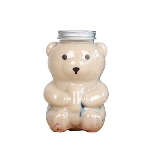 350ml 500ml Trendy Christmas Teddy Bear Coffee Milk Tea <strong>Cup</strong> Cartoon Transparent PET <strong>Plastic</strong> Bottle Candy Dispenser - Product Image 5