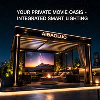 Pérgola de Techo Motorizada Elite con Persianas Ajustables para Cine en Casa en Azotea, Cine Privado al Aire Libre, Espacio de Entretenimiento de Lujo