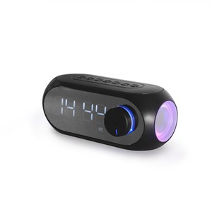 <b>Led</b> Mirror <b>Clock</b> With Temperature Display Bluetooth Speaker Radio Oval Shape Plastic Modern Design Snooze Function - Product Image 3