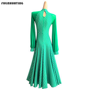 FLHY0543 Vestido de <span class=keywords><strong>Baile</strong></span> de Salón y Vals Moderno al por Mayor con Falda de Gran Vuelo y Manga Larga, Conjunto para Práctica y Actuación para Dama - En Stock - Product Image 3