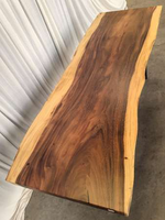 Plateau de table en bois massif de qualité supérieure, sur mesure, en bois de Raintree avec bord naturel, pour bureaux et meubles de salle à manger