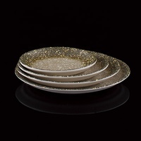 Vaisselle de restaurant moderne en gros, assiette ronde noire mate en mélamine incassable de 8 pouces