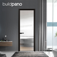 Porte vitrée moderne simple de haute qualité Design pivotant en aluminium avec graphique étanche pour l'intérieur de la salle de bain