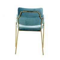 Chaise de salle à manger en velours avec accoudoir confortable et élégant avec pieds en métal doré