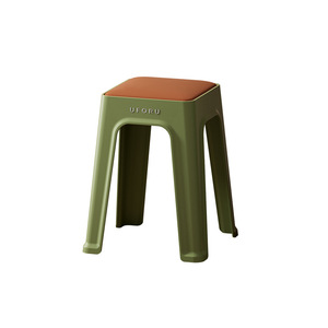 Uforu Plastic Stool 24.3x24.3x27.8 <b>Stackable</b> Upholstered Modern Minimalist Home Living Room <b>Dining</b> <b>Chair</b> - Product Image 5