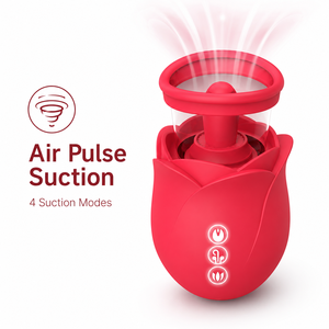 Vibratore a Forma di Rosa per Donne con 6 Modalità di Suzione e 9 Modalità di Vibrazione, Stimolatore Clitorideo in Silicone con Funzione Leccante OEM - Product Image 1