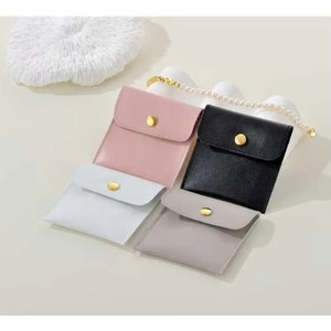 High Quality Microfiber Storage Packaging Bags Flip Press Buckle Design for <b>Magnetic</b> Jewelry Ring Earrings Jewelry Container - Product Image 1