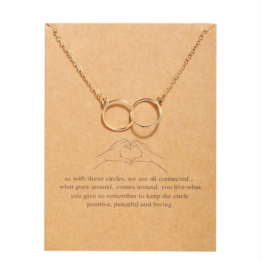 Wholesale 2022 Creative Paper Card Alloy Circle Clavicle Chain Lucky Number 8 Simple Cat Butterfly Necklace